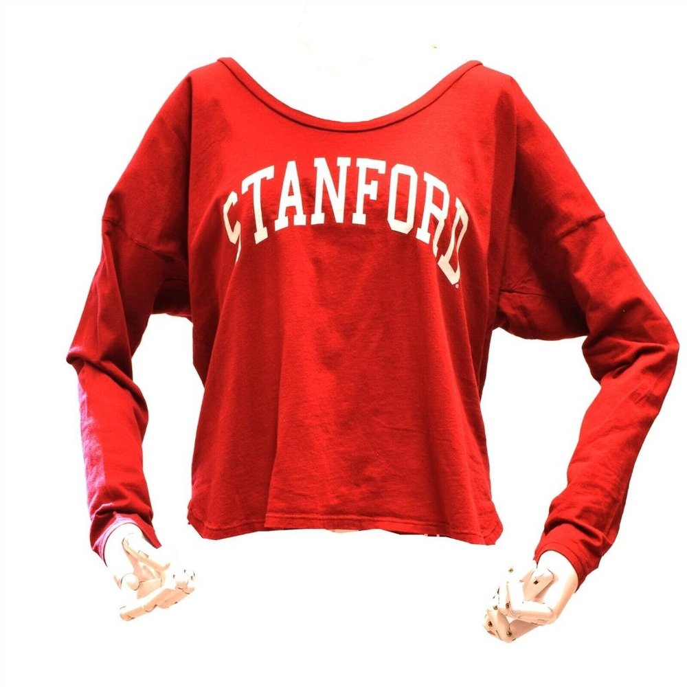 Stanford University Women's Scoop Neck Long Sleeve T Shirt Red NEW Large